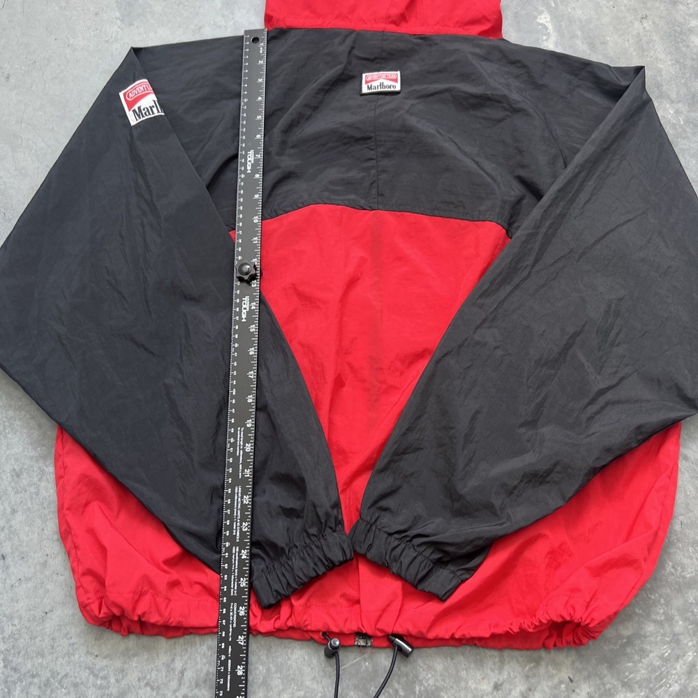 VINTAGE Marlboro Adventure Team Jacket Mens L Red Black Full Zip Windbreaker 90s - Picture 7 of 9